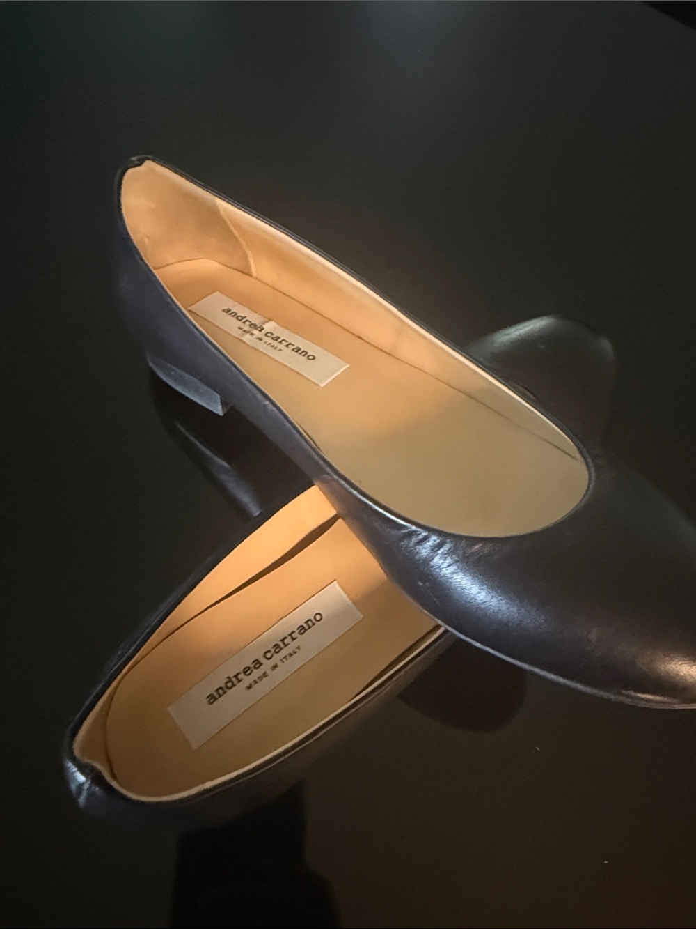Andrea Carrano Black Leather Women's Ballet Flats - Classic Comfort